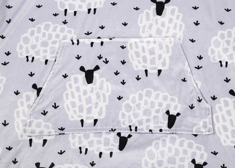 TARRAMARRA® Women and Men Reversible Hoodie Blanket Sheep Print