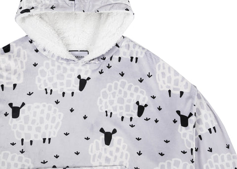 TARRAMARRA® Women and Men Reversible Hoodie Blanket Sheep Print