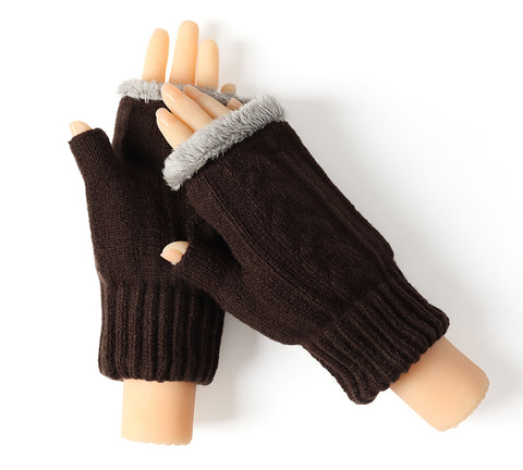 TARRAMARRA® Fingerless Double-layer Ultra Plush Knit Gloves