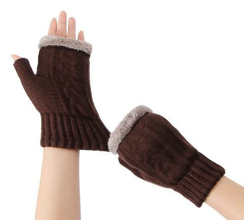 TARRAMARRA® Fingerless Double-layer Ultra Plush Knit Gloves