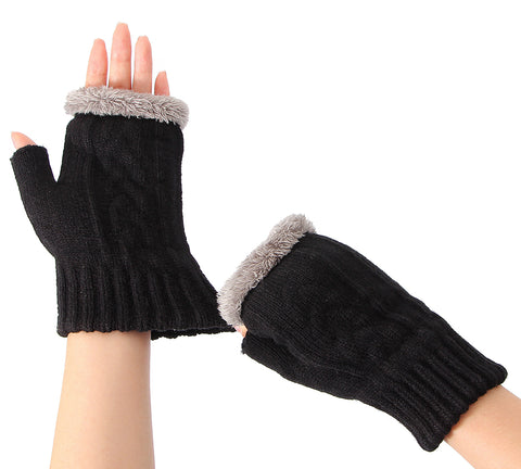 TARRAMARRA® Fingerless Double-layer Ultra Plush Knit Gloves