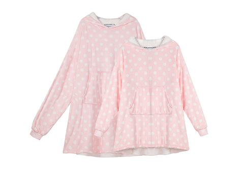 TARRAMARRA® Women and Men Reversible Hoodie Blanket Pink Polka Dot