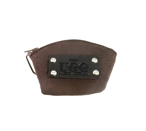 Sheepskin Wool Coin Zip Purse With Key Ring