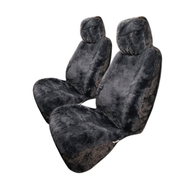 TARRAMARRA® Premium Sheepskin Car Seat Cover Ivory Air bag Safe Dark Grey
