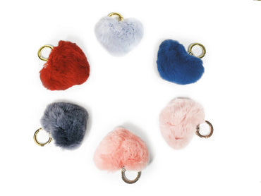 Fluffy Candy Heart Keyring