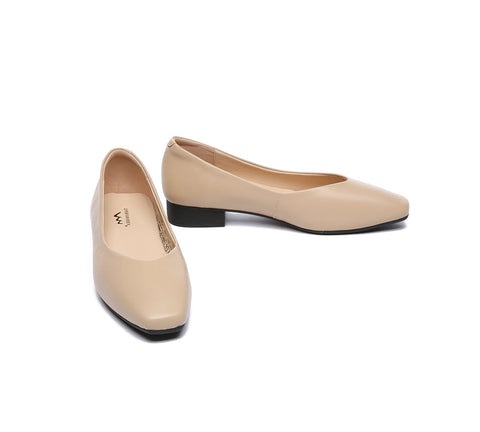 Flats - Women Ballet Leather Square Toe Flats