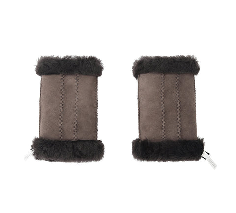 Gloves - Fluffy Fingerless Sheepskin Wool Mittens