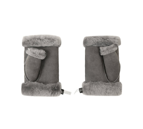 Gloves - Fluffy Fingerless Sheepskin Wool Mittens