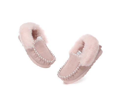 Kids Shoes - Kids Ankle Sheepskin Slipper Popo Moccasin