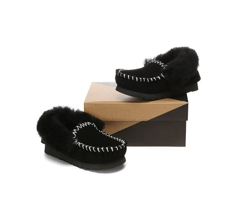 Kids Shoes - Kids Ankle Sheepskin Slipper Popo Moccasin