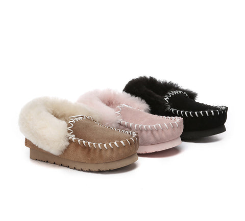 Kids Shoes - Kids Ankle Sheepskin Slipper Popo Moccasin