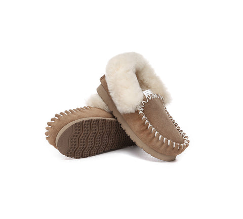 Kids Shoes - Kids Ankle Sheepskin Slipper Popo Moccasin