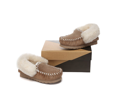 Kids Shoes - Kids Ankle Sheepskin Slipper Popo Moccasin