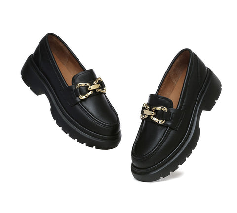 Loafers - Women Leather Chunky Platform Loafers Della