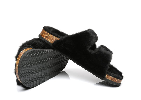 Slippers - AS UGG Women Sheepskin Flat Sandal Slide Myla