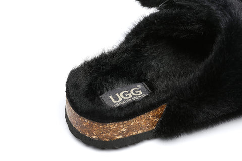 Slippers - AS UGG Women Sheepskin Flat Sandal Slide Myla