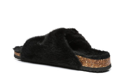 Slippers - AS UGG Women Sheepskin Flat Sandal Slide Myla