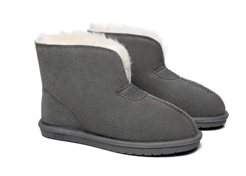 UGG Boots - AS UGG Unisex Ankle Slipper Parker Premium Sheepskin Wool Home Moccasin
