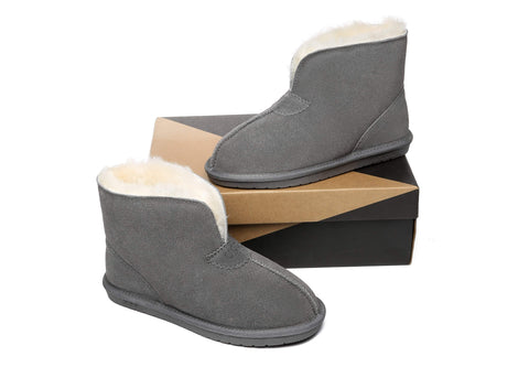 UGG Boots - AS UGG Unisex Ankle Slipper Parker Premium Sheepskin Wool Home Moccasin