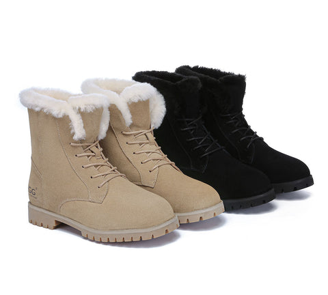 UGG Boots - AS UGG Women Fashion Lace Up Ankle Boots Jean