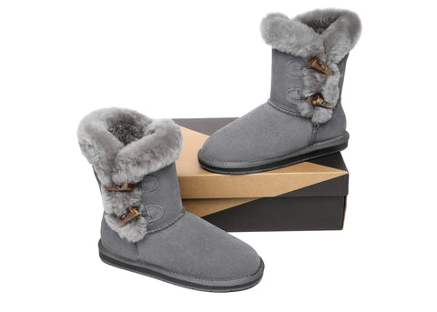 UGG Boots - AS UGG Women Short Boots Talia Twin Face Sheepskin Double Horn Toggle Closure