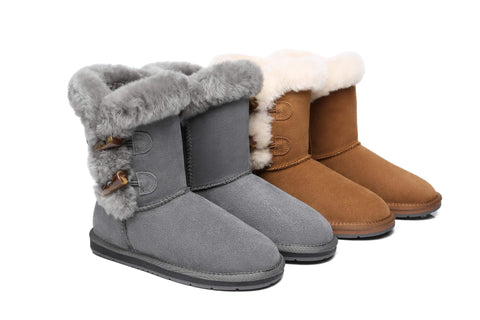 UGG Boots - AS UGG Women Short Boots Talia Twin Face Sheepskin Double Horn Toggle Closure