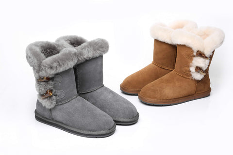 UGG Boots - AS UGG Women Short Boots Talia Twin Face Sheepskin Double Horn Toggle Closure