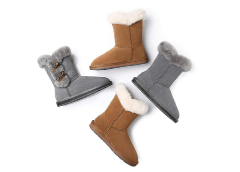 UGG Boots - AS UGG Women Short Boots Talia Twin Face Sheepskin Double Horn Toggle Closure