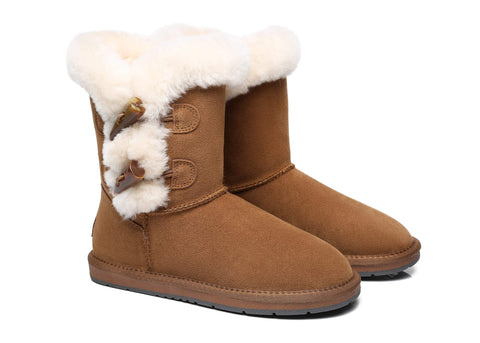 UGG Boots - AS UGG Women Short Boots Talia Twin Face Sheepskin Double Horn Toggle Closure