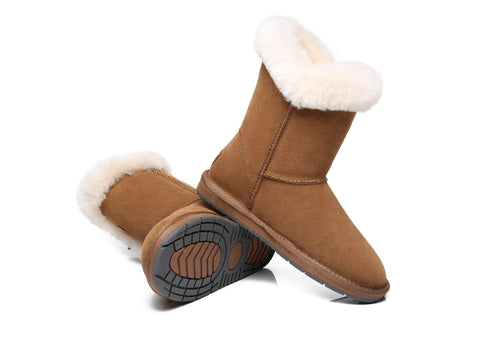 UGG Boots - AS UGG Women Short Boots Talia Twin Face Sheepskin Double Horn Toggle Closure