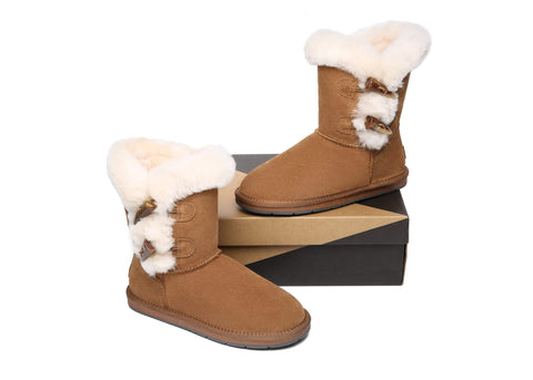 UGG Boots - AS UGG Women Short Boots Talia Twin Face Sheepskin Double Horn Toggle Closure
