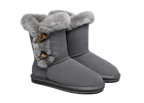 UGG Boots - AS UGG Women Short Boots Talia Twin Face Sheepskin Double Horn Toggle Closure