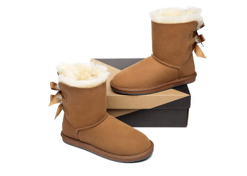 UGG Boots - AS Women Double Back Bow Short Ugg Boots