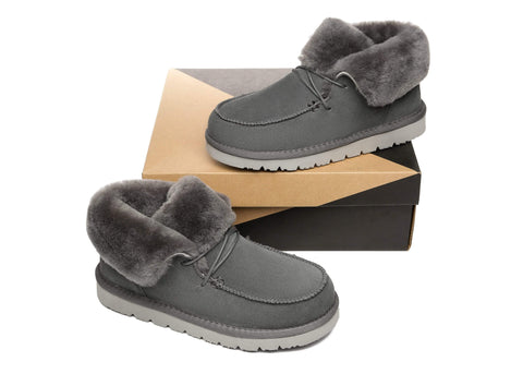 UGG Boots - AS Women Mini Ugg Alaina Casual Ankle Ugg Boots With Wool Collar