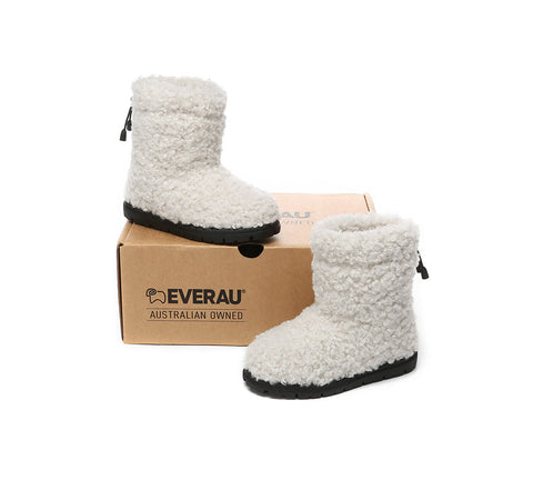 UGG Boots - EVERAU® UGG Kids Sheepskin Wool Plush Adjustable Drawstring Boots Peggy