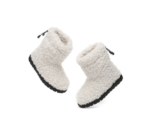 UGG Boots - EVERAU® UGG Kids Sheepskin Wool Plush Adjustable Drawstring Boots Peggy