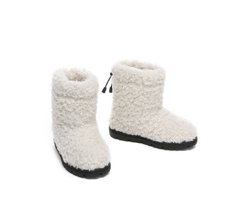 UGG Boots - EVERAU® UGG Kids Sheepskin Wool Plush Adjustable Drawstring Boots Peggy