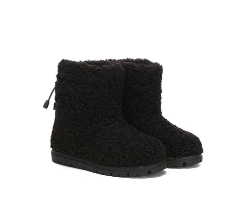 UGG Boots - EVERAU® UGG Kids Sheepskin Wool Plush Adjustable Drawstring Boots Peggy