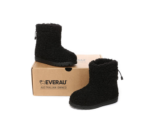 UGG Boots - EVERAU® UGG Kids Sheepskin Wool Plush Adjustable Drawstring Boots Peggy