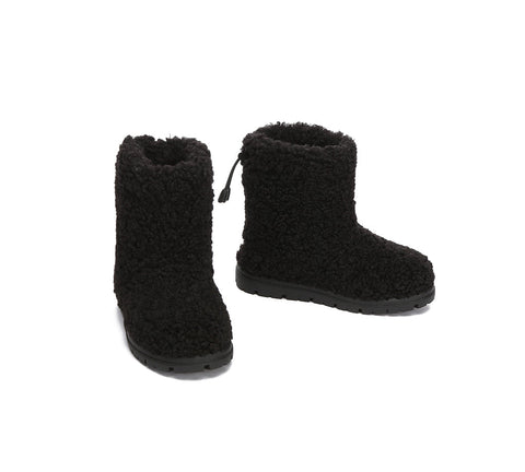 UGG Boots - EVERAU® UGG Kids Sheepskin Wool Plush Adjustable Drawstring Boots Peggy