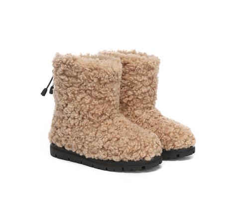 UGG Boots - EVERAU® UGG Kids Sheepskin Wool Plush Adjustable Drawstring Boots Peggy