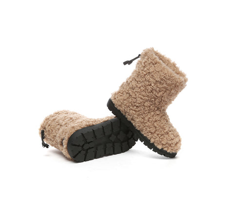 UGG Boots - EVERAU® UGG Kids Sheepskin Wool Plush Adjustable Drawstring Boots Peggy