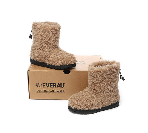 UGG Boots - EVERAU® UGG Kids Sheepskin Wool Plush Adjustable Drawstring Boots Peggy