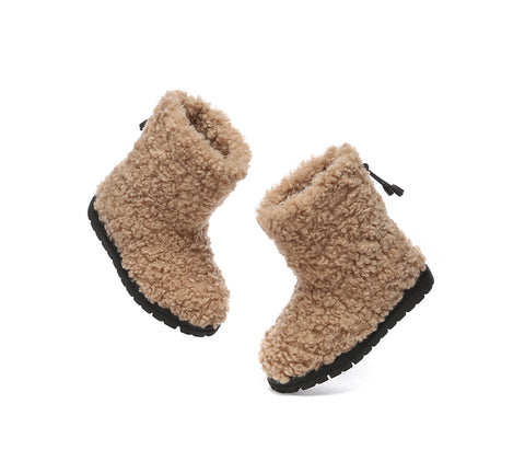 UGG Boots - EVERAU® UGG Kids Sheepskin Wool Plush Adjustable Drawstring Boots Peggy