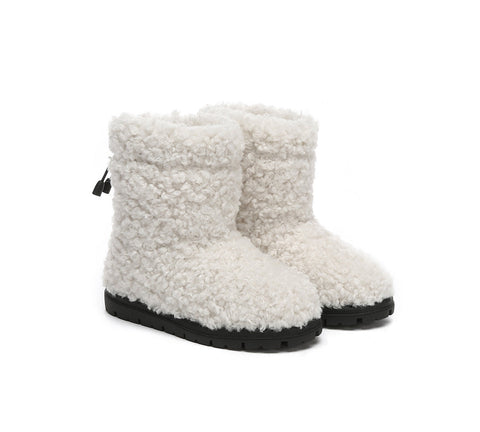 UGG Boots - EVERAU® UGG Kids Sheepskin Wool Plush Adjustable Drawstring Boots Peggy