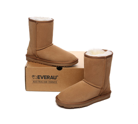 UGG Boots - EVERAU® UGG Sheepskin Wool Mid Calf Boots Short Classic Suede