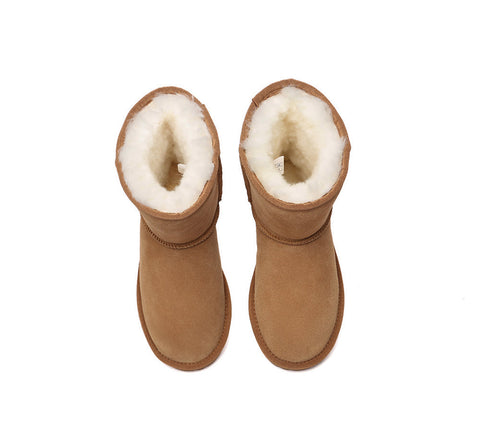 UGG Boots - EVERAU® UGG Sheepskin Wool Mid Calf Boots Short Classic Suede