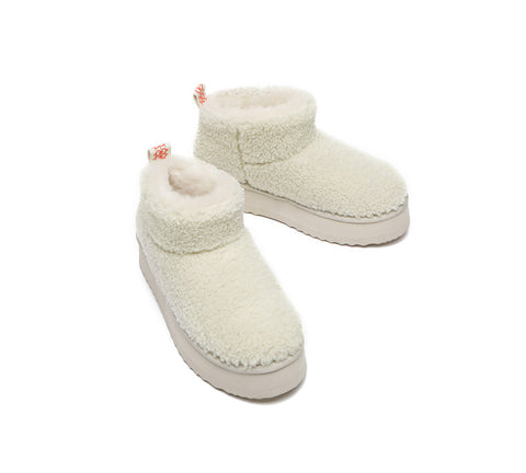 UGG Boots - EVERAU® UGG Sheepskin Wool Plush Ankle Platform Boots Ultra Teddycozy