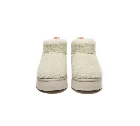 UGG Boots - EVERAU® UGG Sheepskin Wool Plush Ankle Platform Boots Ultra Teddycozy