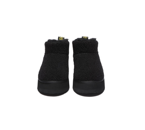 UGG Boots - EVERAU® UGG Sheepskin Wool Plush Ankle Platform Boots Ultra Teddycozy